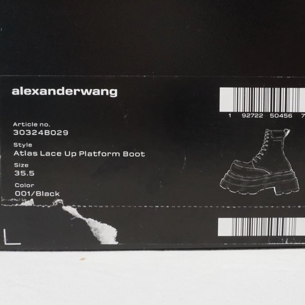 Alexander Wang Atlas Leather Lace-Up Platform Combat Rugged Boots in Black - Picture 14 of 16